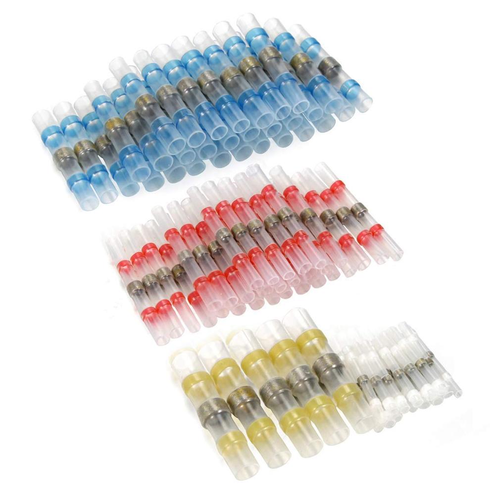 120pcs Solder Seal Wire Connectors,Heat Shrink Butt Connectors Terminals Electrical Waterproof Insulated Marine Auto Copper